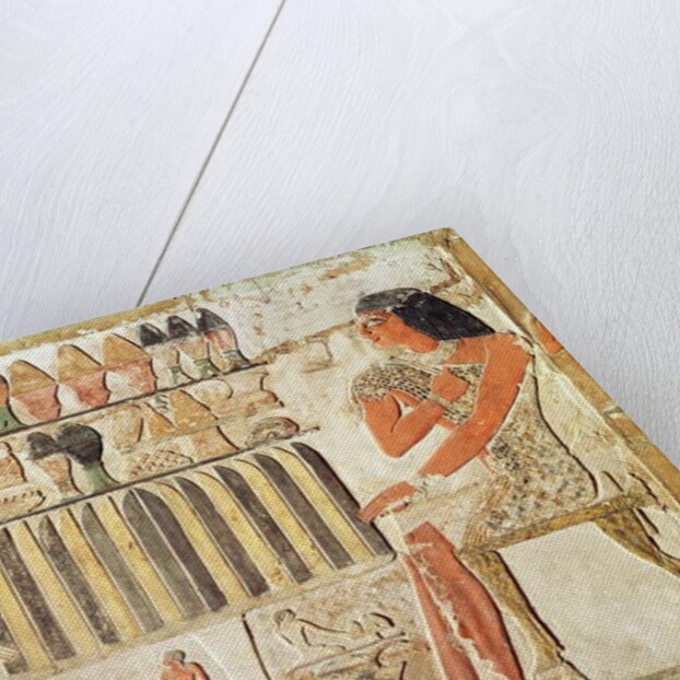 The deceased in front of a table of food, Egyptian, Old Kingdom by Egyptian 5th Dynasty