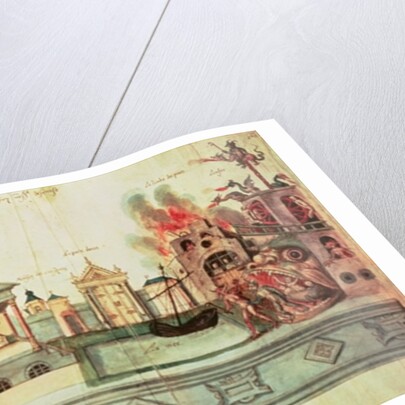 Ms fr.12536 f.2 The Scenery for Valenciennes Mystery Play, 1547 by Hubert Cailleau