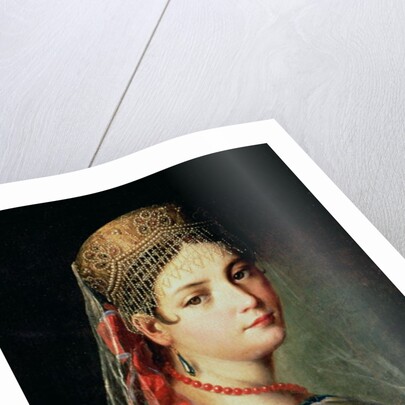 Portrait of a Young Girl in Sarafan and Kokoshnik, 1820s by Mauro Gandolfi
