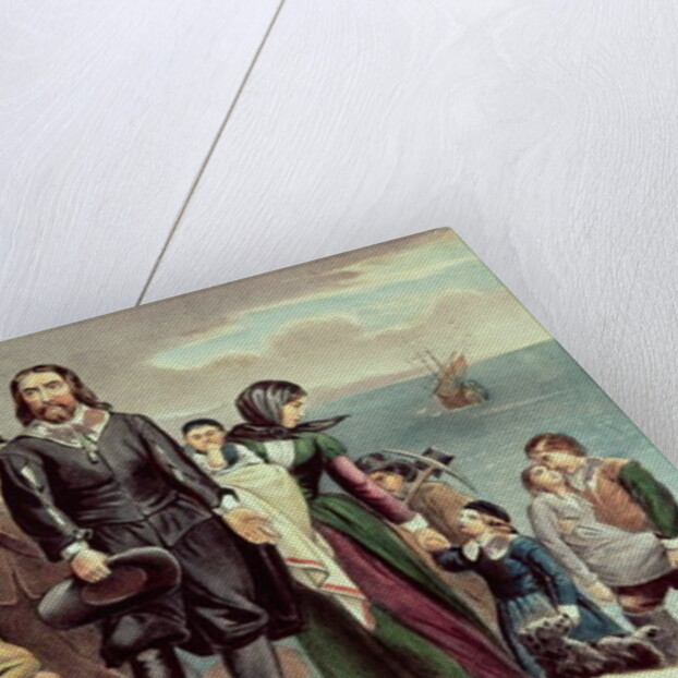 The Landing of the Pilgrims at Plymouth, 1620, 19th century by N. and Ives J.M. Currier