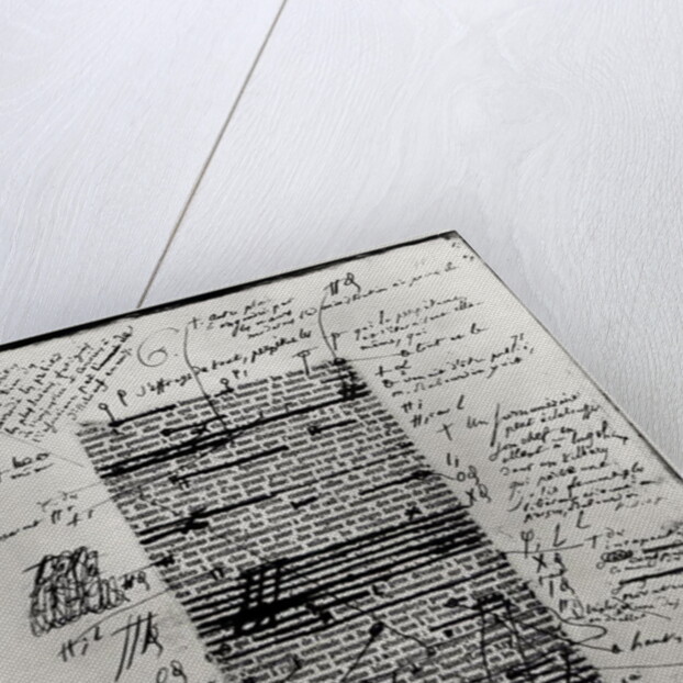 Page from one of Balzac's works with handwritten corrections by Honore de Balzac