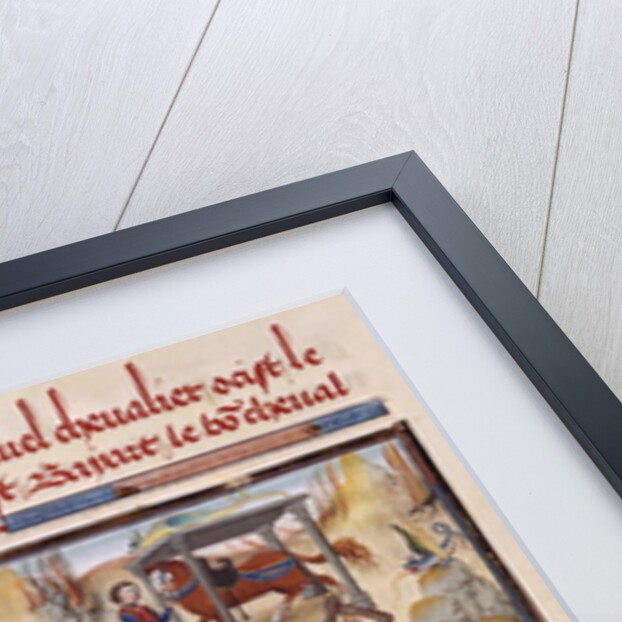 Ms 5072 fol.37v Maugis Fighting the Serpent and Gaining the Enchanted Horse, Bayard by Loyset Liedet