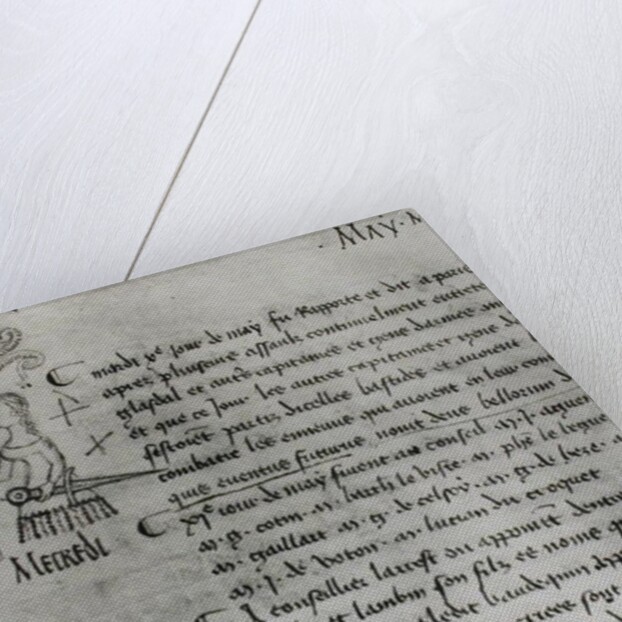 Page from 'The Register of the Council of the Parliament of Paris' depicting Joan of Arc, 10th May 1429 by French School