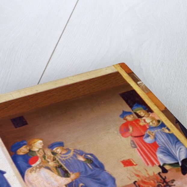 The Coronation of the Virgin, detail of St. Dominic giving back the book to the the Albigensians, c.1430-32 by Fra (c.1387-1455) Angelico