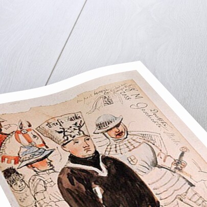 John Huss with two soldiers on the way to his execution, 6 July 1415, after a drawing by Ulrich Reichenthal 1861-68 by Alfred Mouillard