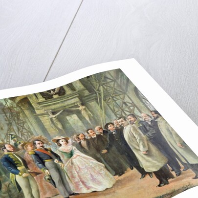 Baron Georges-Eugene Haussmann Napoleon III and Empress Eugenie Visiting the Workers at the Opera by Ed. (after) Gilis