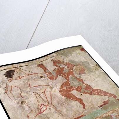 Two Dancers and Dolphins Leaping through Waves, frieze from the Tomb of the Lionesses in the necropolis, c.520 BC by Etruscan