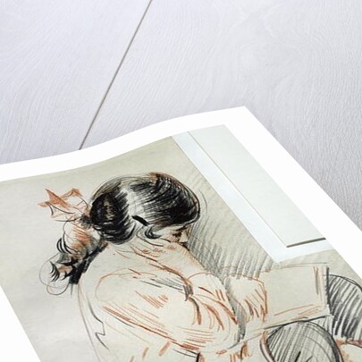 Paulette Reading Sitting on her Toy Dog by Paul Cesar Helleu