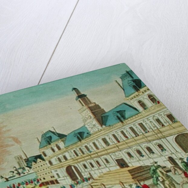 Fireworks in front of the Hotel de Ville in Paris celebrating the Peace of Versailles, 1783 by French School