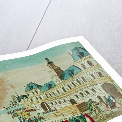 Fireworks in front of the Hotel de Ville in Paris celebrating the Peace of Versailles, 1783 by French School