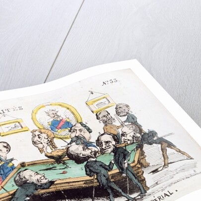 Une Partie de Billard au Cercle Imperial, caricature of Second Empire society, issue 33 of 'Actualites', 1870 by French School