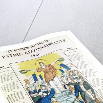 Illustrated lyric sheet for a song dedicated to the workers, 1848 by French School