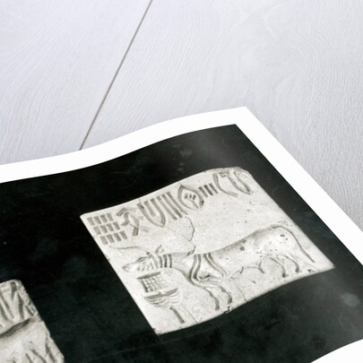 Two decorated seals depicting a zebu and a bull, from Mohenjodaro, Protohistoric by Harappan Harappan