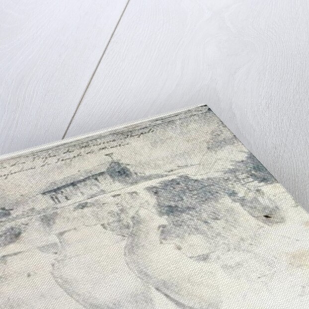 Sketch of a shop with nine giant amphorae in the lower levels of the Temple of Minerva by Heinrich Schliemann