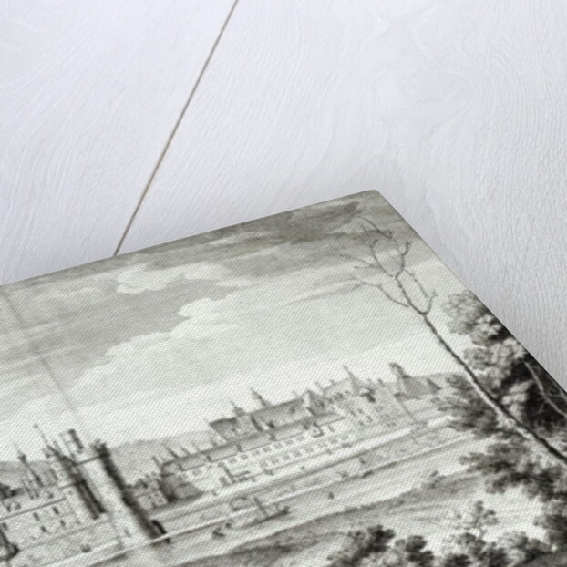 View of the Abbey of Saint-Germain-des-Pres, the Louvre, Petit Bourbon, Montmartre and the Seine in 1410 by Jean Chaufourier