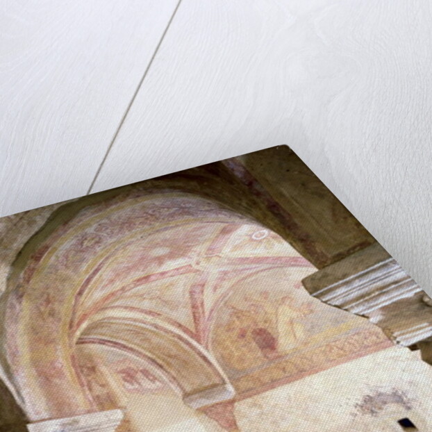 View of the Carolingian frescoes in the inner crypt, c.858 by French School