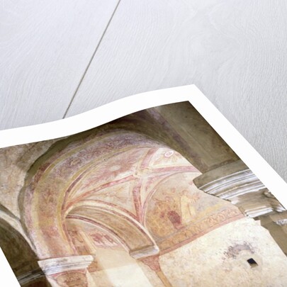 View of the Carolingian frescoes in the inner crypt, c.858 by French School