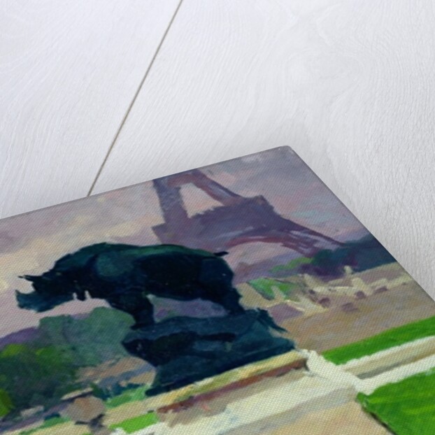 The Trocadero Gardens and the Rhinoceros by Jacquemart by Jules Ernest Renoux