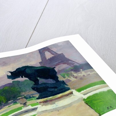 The Trocadero Gardens and the Rhinoceros by Jacquemart by Jules Ernest Renoux