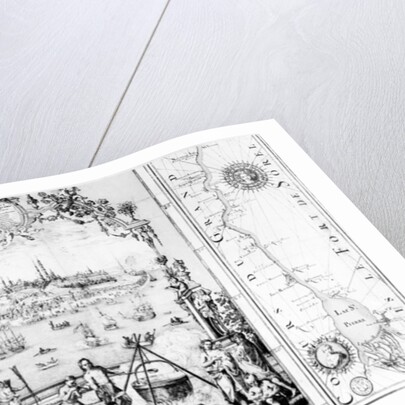 View of Quebec, cartouche of a map depicting St. Lawrence River from Sorel, 1699 by Jean Baptiste Louis Franquelin
