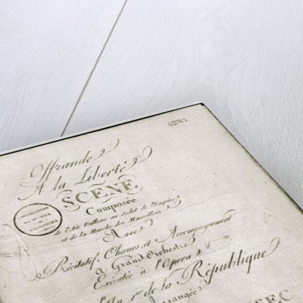 Cover for the score of 'Offrande a la Liberte' arranged by Francois Joseph Gossec and performed at the Opera 30th September An I, 1792 by French School