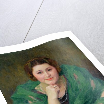 Portrait of a Russian Woman with a Green Scarf by Jules Ernest Renoux