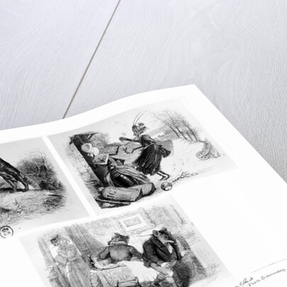 Illustration for 'The Wolf and the Lamb', 'The Cicada and the Ant' and 'The City Rat and the Country Rat' tales by Grandville