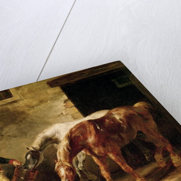 Two Post Horses at the Door of a Stable by Theodore Gericault