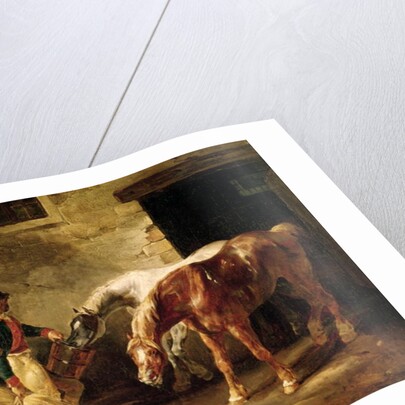 Two Post Horses at the Door of a Stable by Theodore Gericault