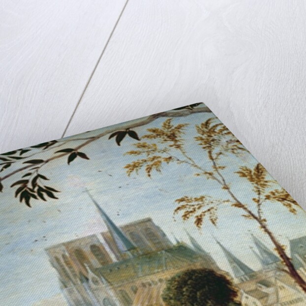 Shepherd with herd and bathers in the Seine, at the bottom the cathedrale Notre-Dame and the Ile de la Cité by French School