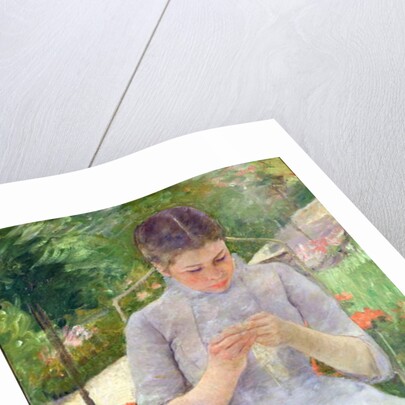 Young Woman Sewing in the garden, c.1880-82 by Mary Stevenson Cassatt