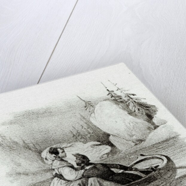 Alphonse de Lamartine and Elvire on the Lake at Bourget by Victor (after) Adam