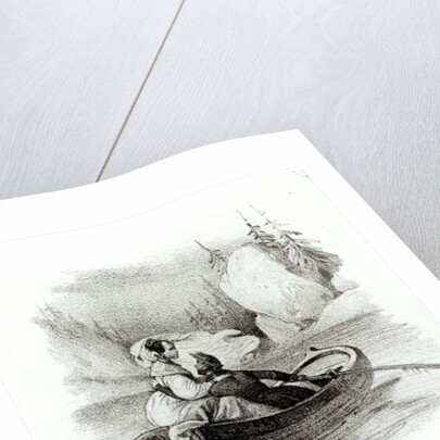 Alphonse de Lamartine and Elvire on the Lake at Bourget by Victor (after) Adam