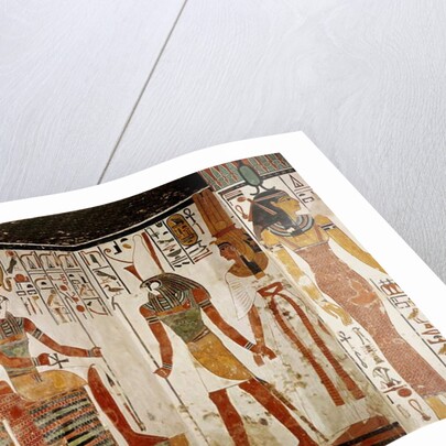 Nefertari is brought before the god Re-Horakhty by Horus by Egyptian 19th Dynasty