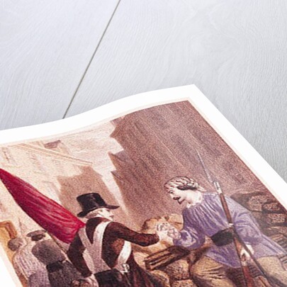 A Worker Sharing his Bread with a Student Carrying a Red Flag by Georges Alexandre Fischer