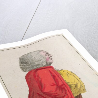 Caricature depicting the Farmer General going to consult with his chief civil servant in charge of welfare and taxes about their abolition by French School