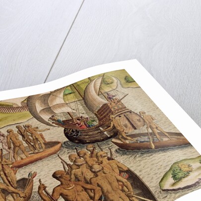 The Lusitanians send a second Boat towards me by Theodor de Bry