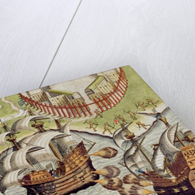 Naval Battle between the Portuguese and French in the Seas off the Potiguaran Territories by Theodor de Bry