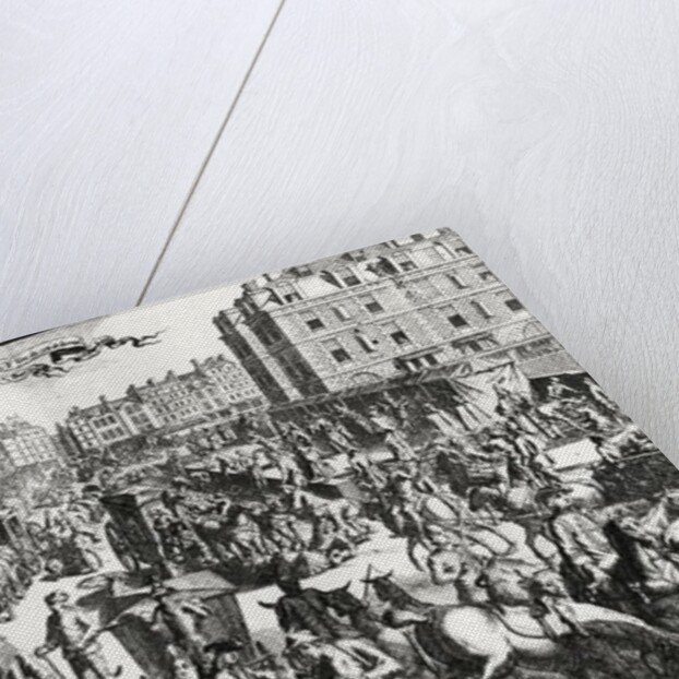 The Congestion in Paris, Pont Neuf from the Rue Dauphine by Nicolas Guerard