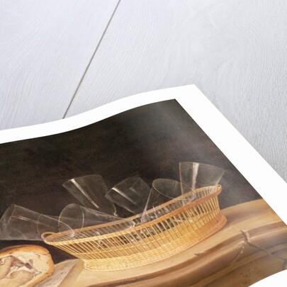 Basket of Glasses and a Meat Pie, before 1630 by Sebastian Stoskopff