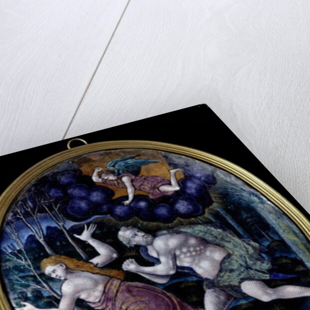 Oval plaque depicting Adam and Eve Expelled from Paradise, Limousin by French School