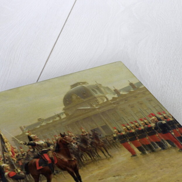 Colonel de La Rochetulon Presenting to the Recruits of the 6th Cavalry the Standard of the Regiment in January 1887, c.1887 by Louis Auguste Georges Loustaunau