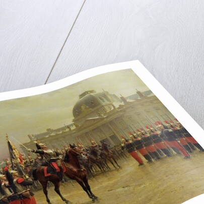 Colonel de La Rochetulon Presenting to the Recruits of the 6th Cavalry the Standard of the Regiment in January 1887, c.1887 by Louis Auguste Georges Loustaunau