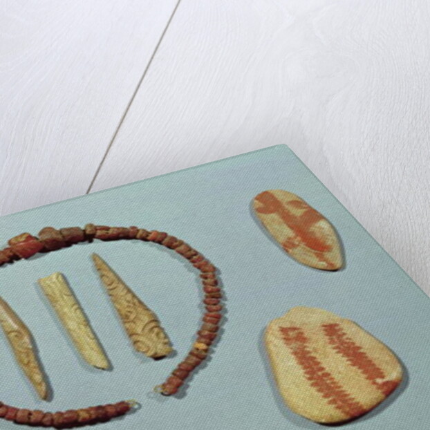 Three stones with red markings from Mas-d'Arvil by Paleolithic Paleolithic