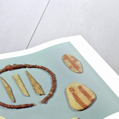 Three stones with red markings from Mas-d'Arvil by Paleolithic Paleolithic