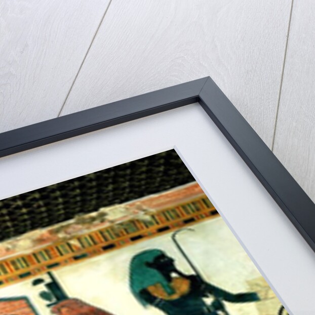 Mummy on a funeral bed with various divinities by Egyptian 19th Dynasty