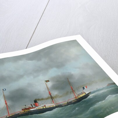 Cargo Steamship Flying the Flag of the Le Havre Peninsular Company by French School