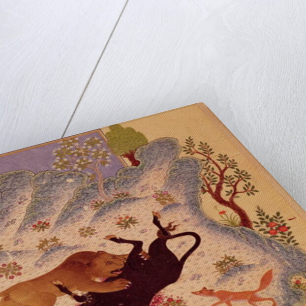 A Lion Attacking and Killing a Bull by Persian School