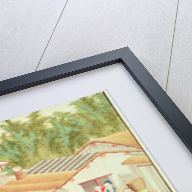 Chinese Peasants Sifting Rice by School Chinese