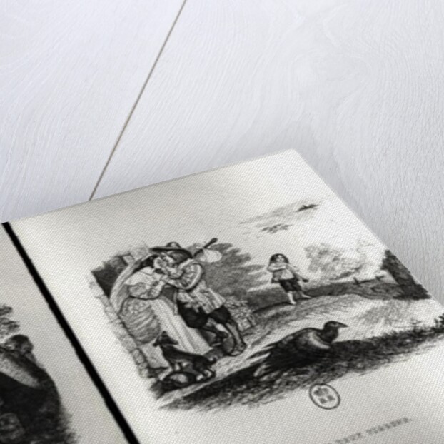 Animals with the Plague and The Two Pigeons, illustrations from the Fables of La Fontaine by Grandville (1803-47)
